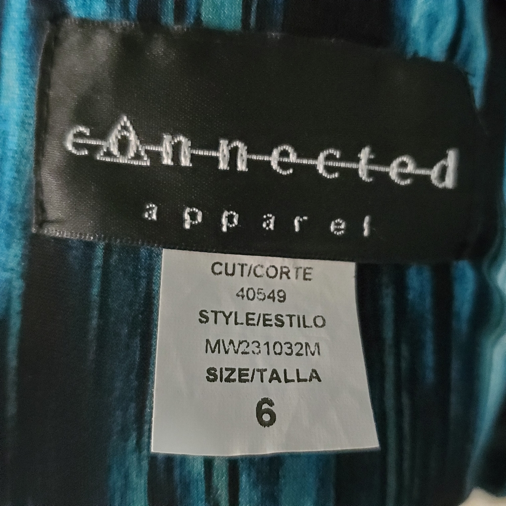 Connected Apparel Teal and Black Midi Stretchy Dress V Neck Size 6 - Picture 5 of 6